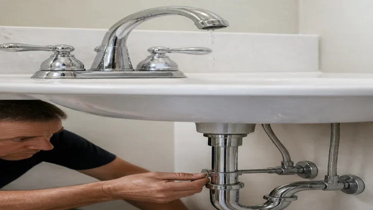 Cold water faucet and under-sink supply connection checked for a leak