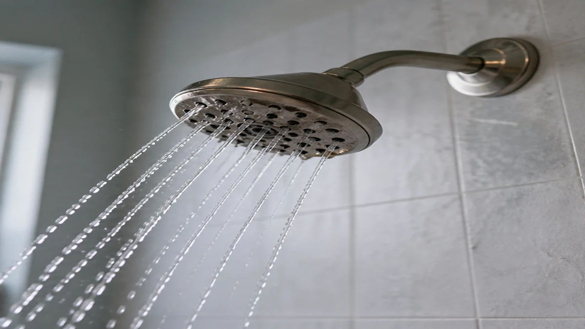 Showerhead and water flow checked during a weak shower pressure diagnosis