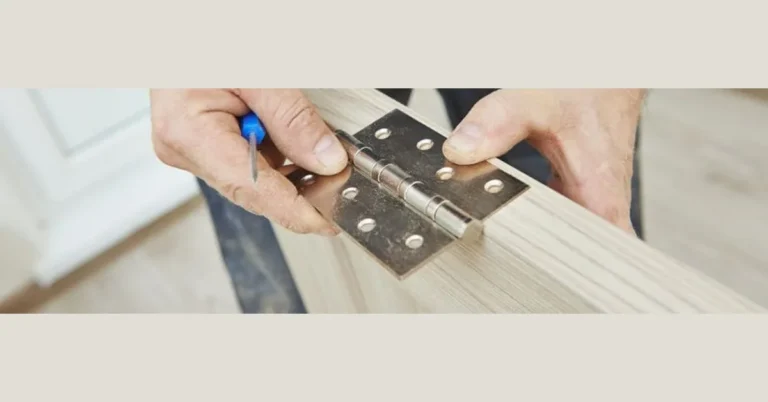 fitting a hinge into a door hinge cutout mortise