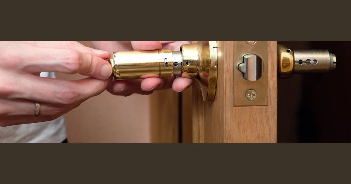 installing a storm door handle cylinder through the door