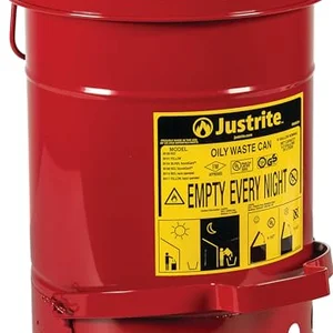 Justrite 6 gallon galvanized steel oily waste can
