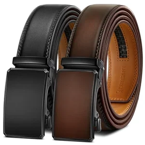 KEMISANT mens ratchet leather belt 2 pack trimmable