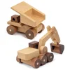 Kienvy wooden toy construction cars excavator and dump truck for kids 3 plus