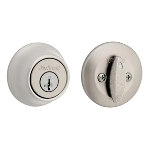 Kwikset 660 deadbolt lock satin nickel round exterior
