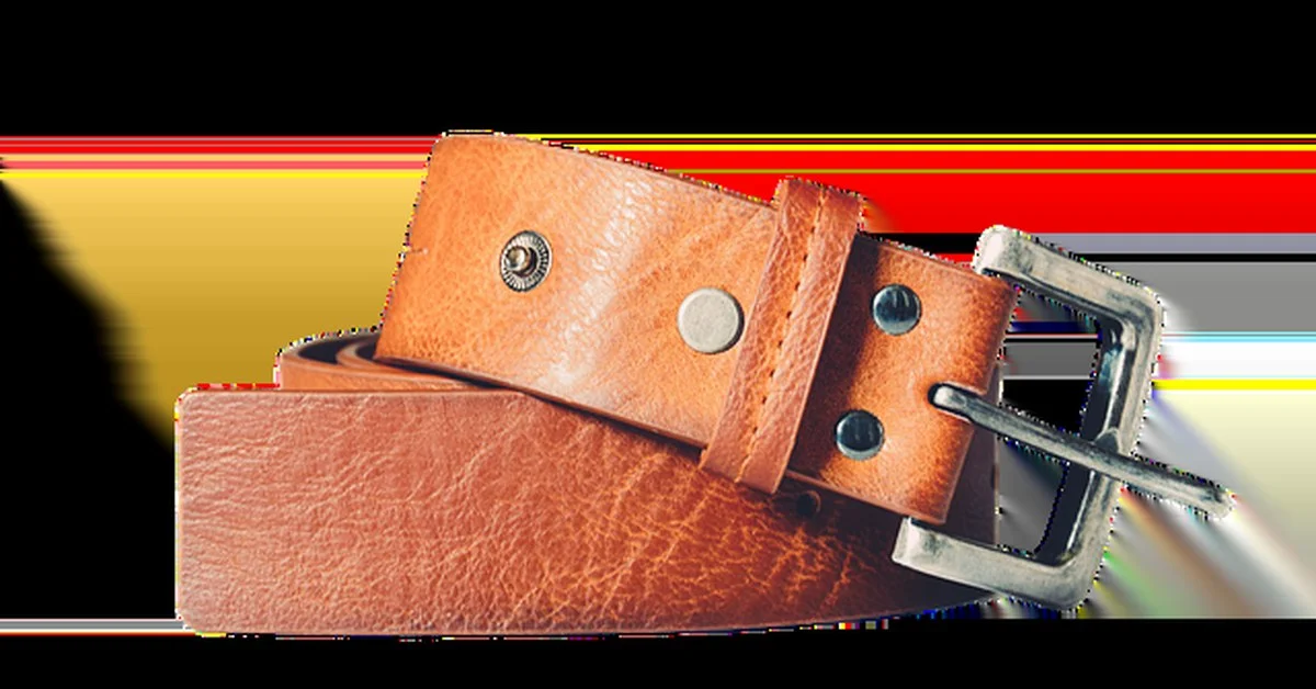 Leather belt with pin buckle, similar release mechanism concept to a ratchet belt