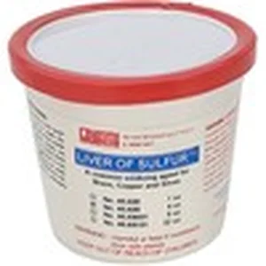 Liver of sulfur gel jar for darkening metal patina