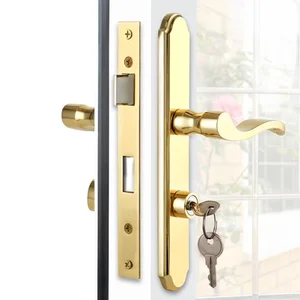 MaxxGeek keyed storm door handle set with deadbolt gold