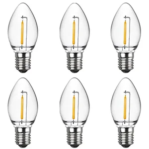 Meconard 6 pack C7 LED night light bulbs E12 candelabra base