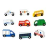 Melissa and Doug wooden town vehicles set of 9 pieces in wooden tray