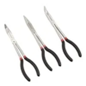 Extra long reach needle nose pliers for pulling a washer manual release tab