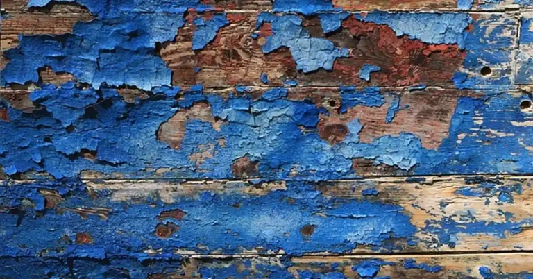 Peeling and chipped blue paint on wood furniture ready for stripping