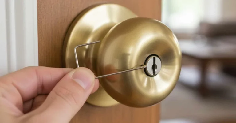 picking a doorknob lock with a bent hairpin