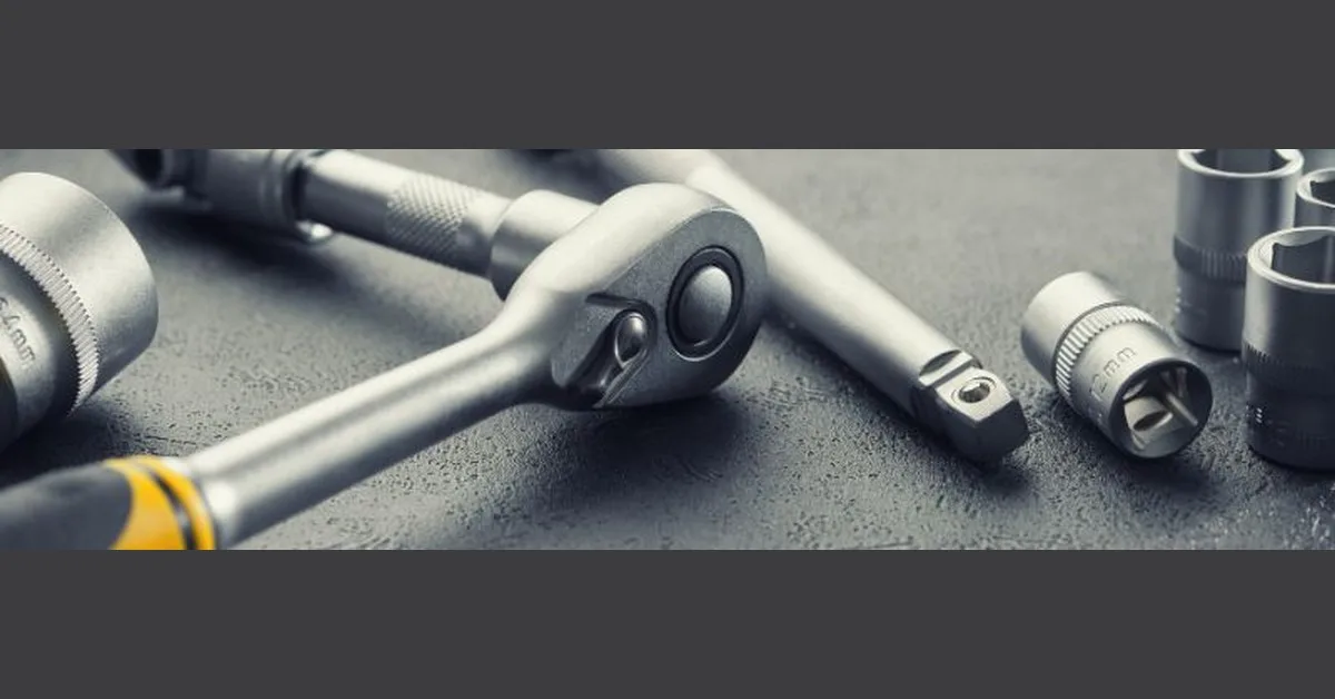 ratchet wrench with sockets of various sizes