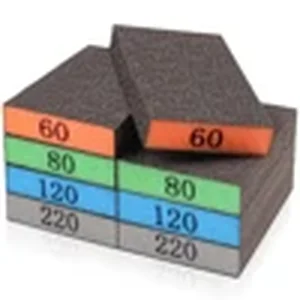 Assorted grit sanding sponges for smoothing wood between finish coats