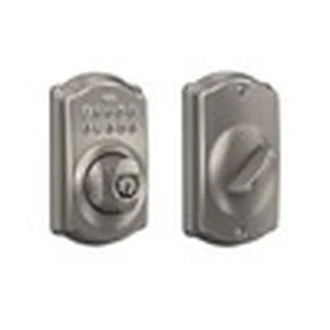 Schlage BE365 electronic keypad deadbolt Camelot trim satin nickel