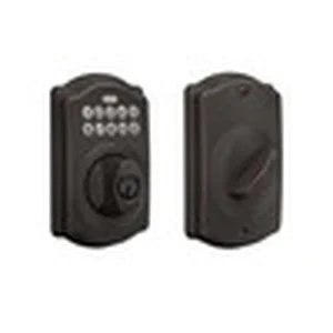 Schlage electronic keypad deadbolt Camelot trim aged bronze