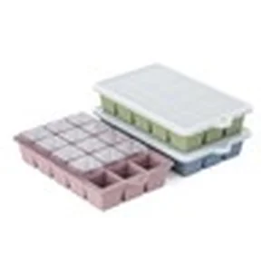 Silicone ice cube tray used to shape DIY fizzing toilet bowl cleaner tablets