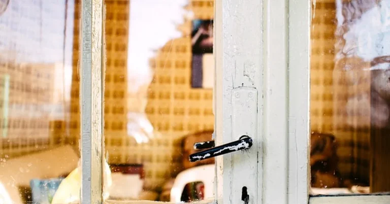 Glass door with metal handle and lock hardware