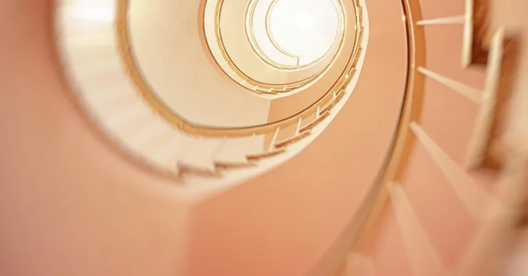 Spiral staircase showing the winding helical design used in architecture