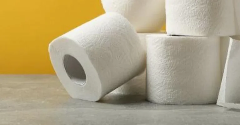 Stack of toilet paper rolls on a table