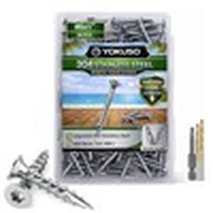Stainless steel deck screws for assembling a DIY outdoor seating bench