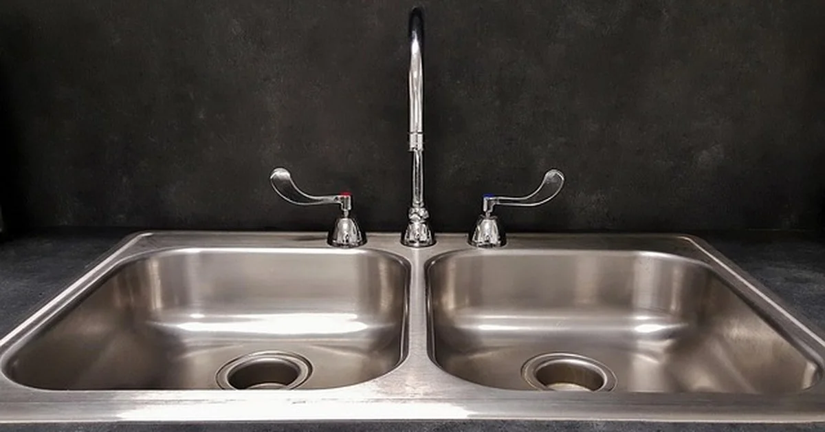 Double basin stainless steel kitchen sink with faucet