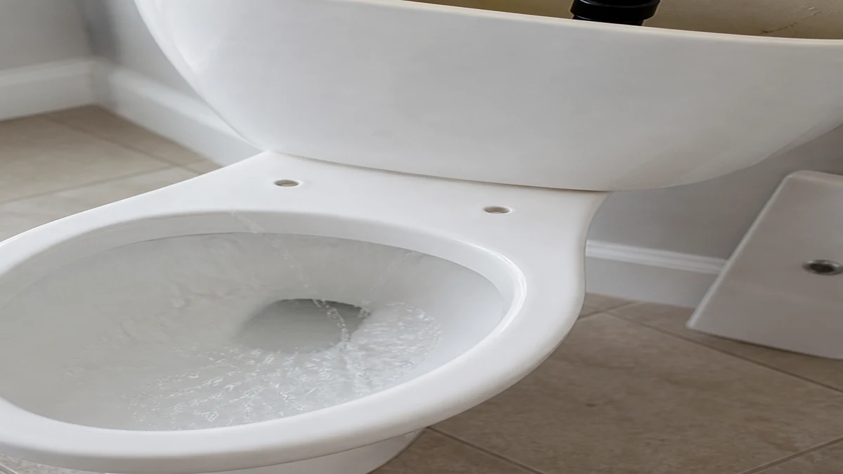Toilet bowl and tank water path checked for a slow internal leak