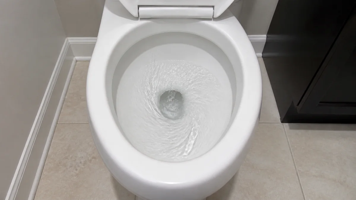 Toilet tank water level and flush components inspected for a weak or incomplete flush