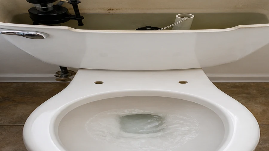Toilet tank and bowl checked during a weak half-flush diagnosis