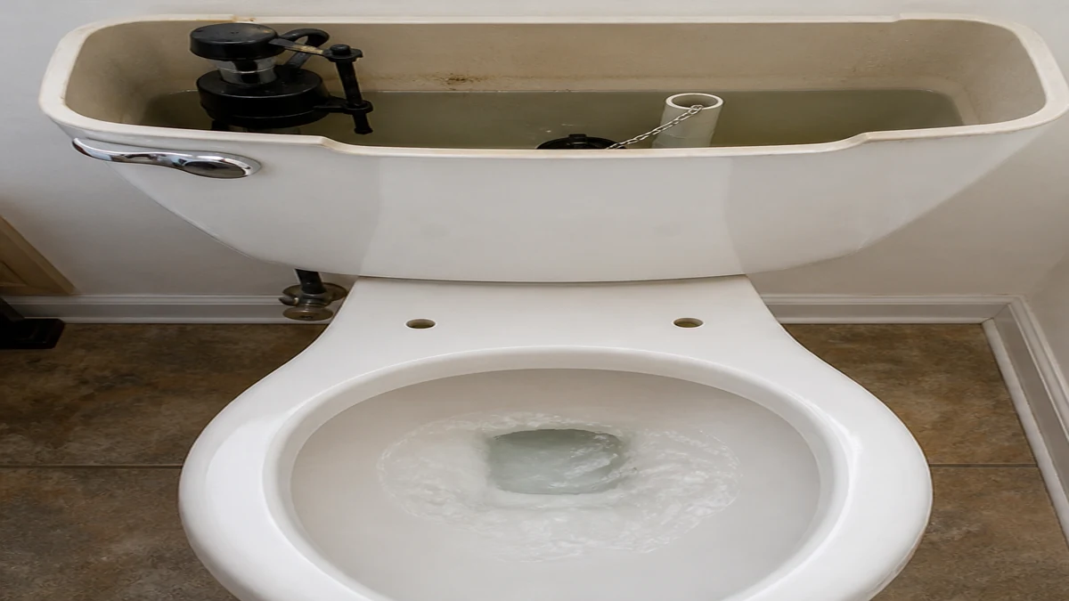 Toilet tank and bowl checked during a weak half-flush diagnosis