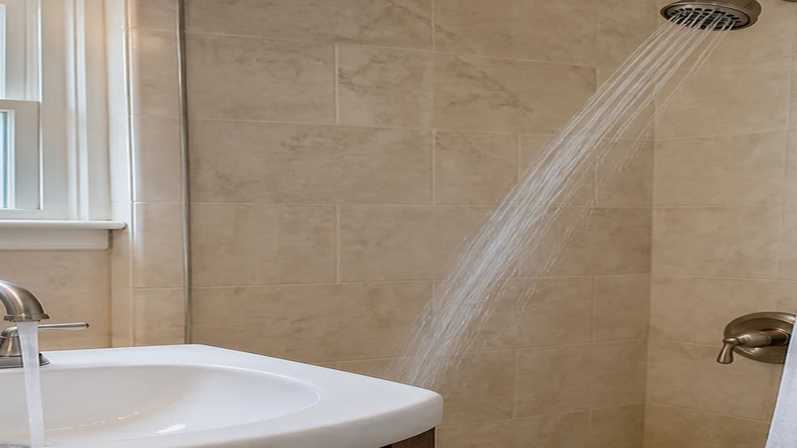 Showerhead and local valve flow checked when one shower has low pressure