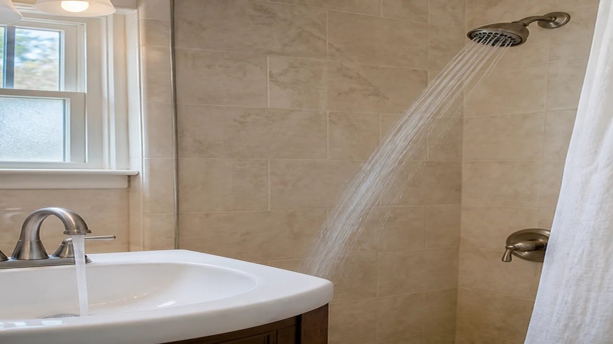 Showerhead and local valve flow checked when one shower has low pressure