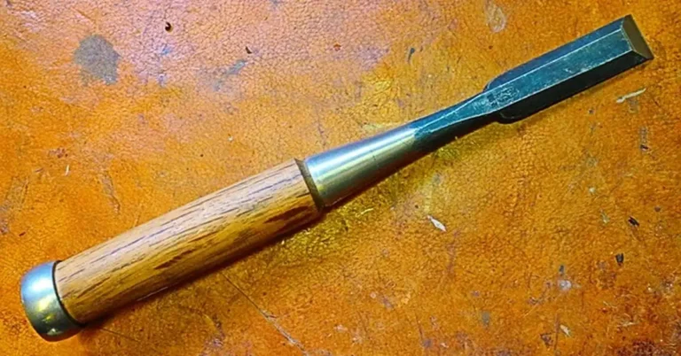 Wood chisel used for cutting a door hinge mortise