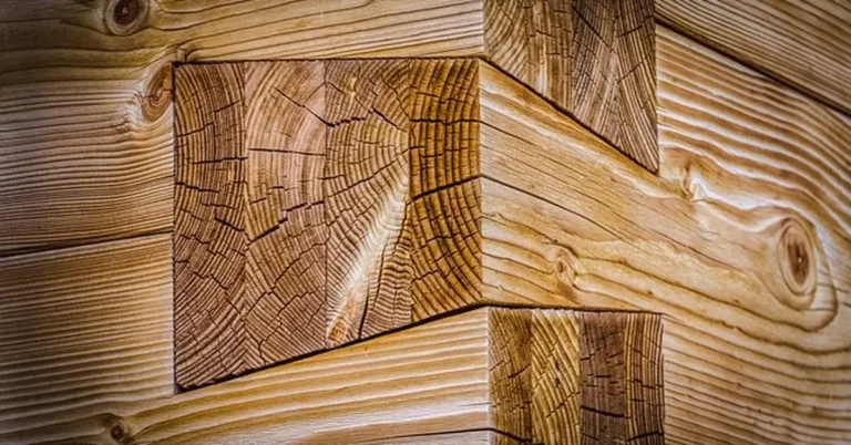 Wood corner joint closeup showing precise interlocking joinery