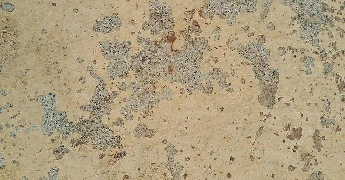 Stained concrete floor surface showing color from applied concrete stain