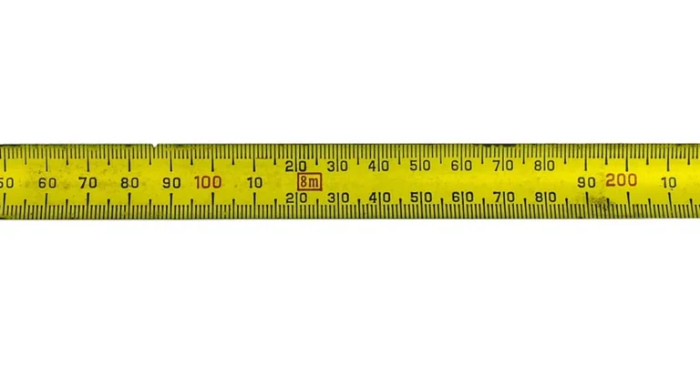 Tape measure extended with the hook end visible