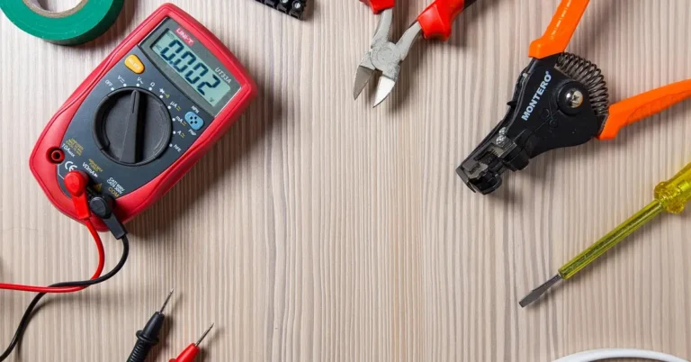 Electrician using a voltage tester to check an electrical outlet