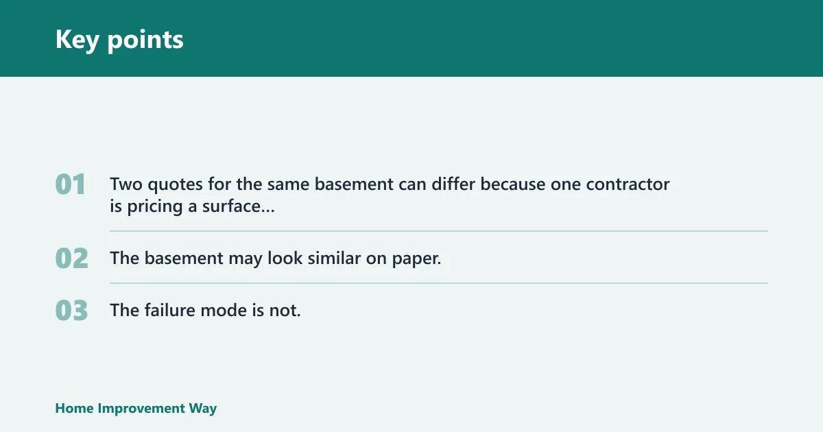 Key points: Basement waterproofing cost matrix