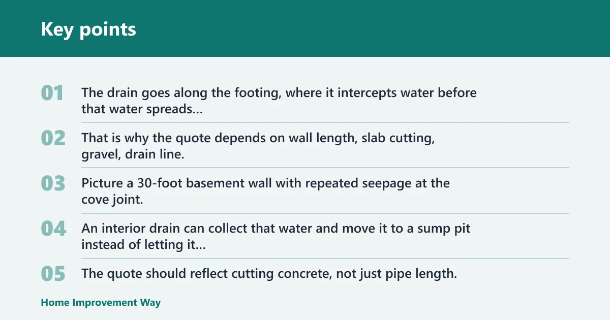 Key points: Interior drain tile and sump pump costs