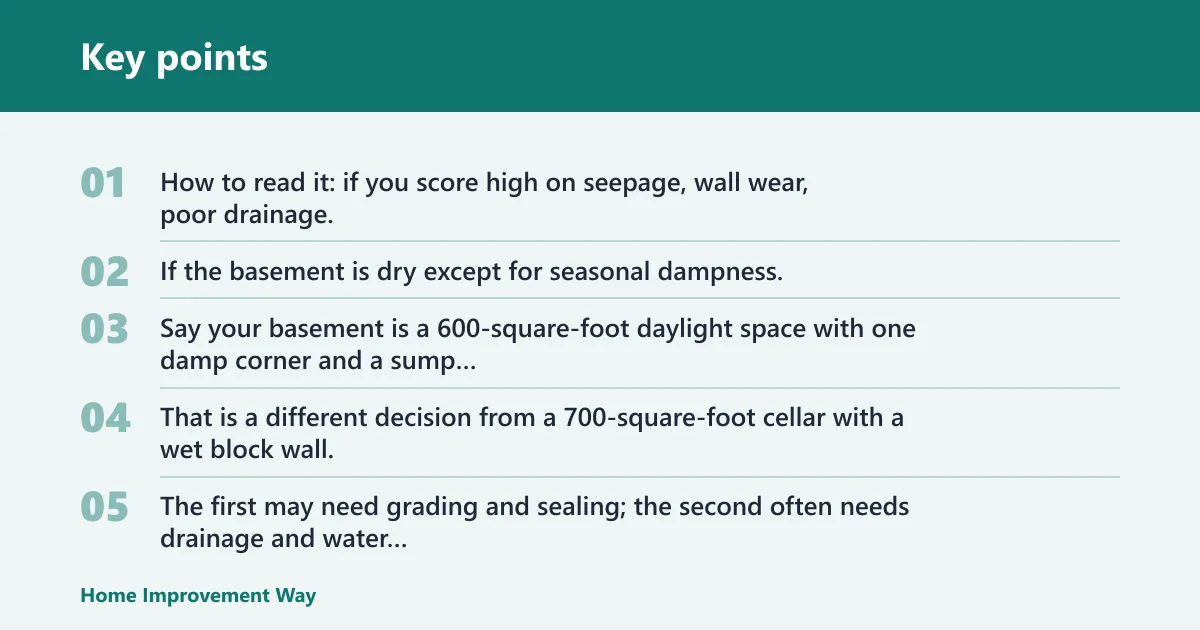 Key points: Basement decision table