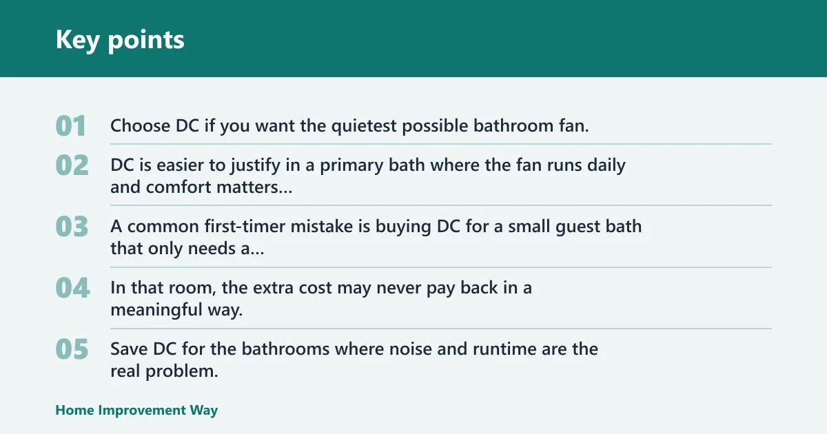 Key points: Choose AC if… / Choose DC if…