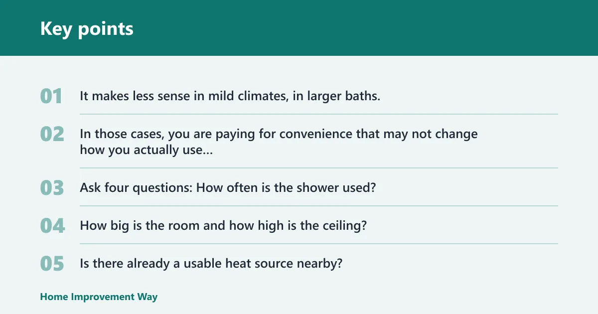 Key points: When does a bathroom heater fan make sense?