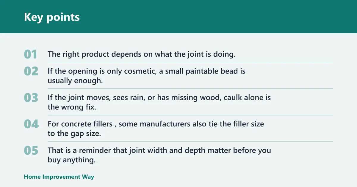 Key points: Wood joint decision table