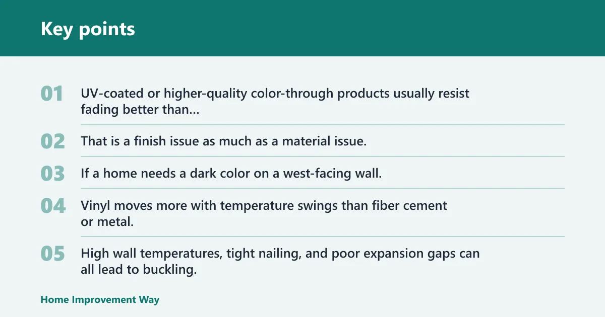 Key points: Does vinyl siding fade in direct sun?