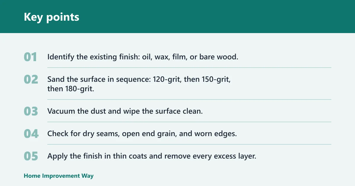 Key points: Butcher block finish matrix