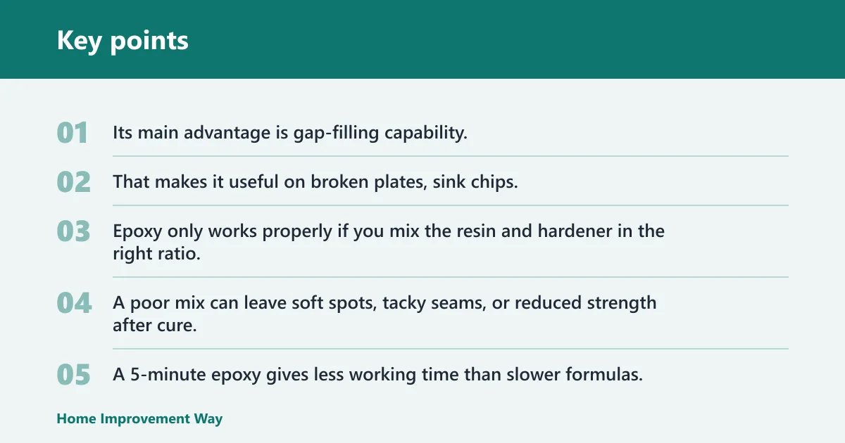 Key points: Two-part epoxy: best for stronger gap filling