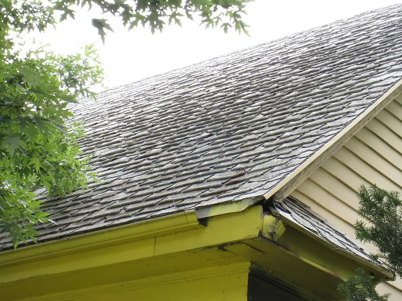 Close-up of a gutter downspout extension and splash block directing water away from the house.