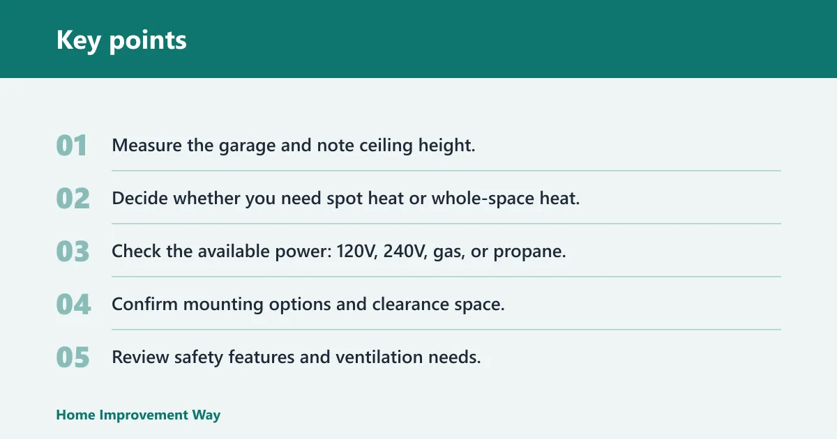 Key points: Which heater fits your workshop?