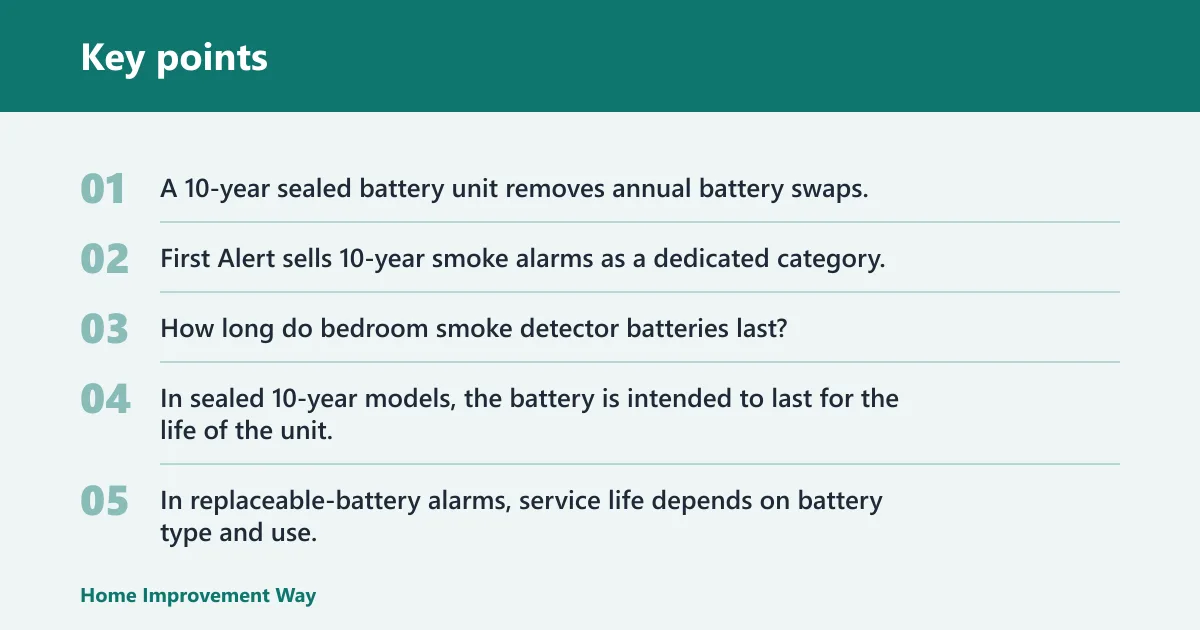 Key points: 10-year battery, hardwired, or smart?