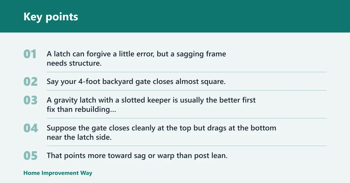 Key points: Gate latch decision table